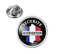 Badgmania Pin's Argenté 20mm Ecusson Sécurité Intervention France Tricolore Agent de Sécurité Vigile Logo 18mm Pins Bouton Epinglette