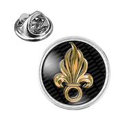 Badgmania Pin's Argenté 20mm Flamme Legion Etrangère Noir French Foreign Legion Logo 18mm Pins Bouton Epinglette
