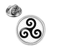 Badgmania Pin's Argenté 20mm Triskell Symbole Celte Celtique Breton Bretagne Noir Fond Blanc Logo 18mm Pins Bouton Epinglette