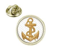 Badgmania Pin's Doré 20mm Ancre de Marine Large Logo 18mm Pins Bouton Epinglette