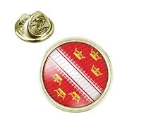 Badgmania Pin's Doré 20mm Blason Alsace Drapeau Symbole France Logo 18mm Pins Bouton Epinglette