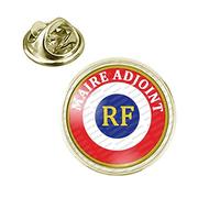 Badgmania Pin's Doré 20mm Cocarde RF Bleu Blanc Rouge Maire Adjoint Blanc Position Haut Logo 18mm Pins Bouton Epinglette