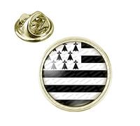 Badgmania Pin's Doré 20mm Drapeau Breton Bretagne Hermine Brezhoneg Celte Celtique Noir Blanc Logo 18mm Pins Bouton Epinglette