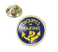 Badgmania Pin's Doré 20mm Troupes De Marine - Ancre Jaune Logo 18mm Pins Bouton Epinglette