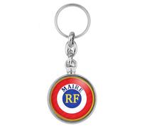 BADGMANIA Porte Clés Métal 2 faces Cocarde Bleu Blanc Rouge RF Maire Ecriture position haute Logo 33mm