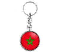 BADGMANIA | Porte Clés Métal 2 faces Drapeau Maroc Marocain Chérifien Alaouite Pentagramme Croix Verte | Logo 33mm