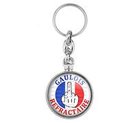 BADGMANIA Porte Clés Métal 2 faces Gaulois Réfractaire Doigt d'Honneur Drapeau France Français - Bleu Blanc Rouge Contestation Soutien Gilets Logo 33mm