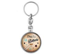 Badgmania Porte Clés Métal 2 faces J'Peux Pas J'ai Batterie - Instrument Musique - Humour Excuse Alibi Idée Cadeau Logo 33mm