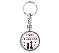 BADGMANIA Porte Clés Métal 2 faces J'Peux Pas J'ai ECHECS - Humour Sport Excuse Idée Cadeau Logo 33mm