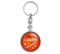 BADGMANIA Porte Clés Métal 2 faces J'Peux Pas J'ai Flûte - Instrument Musique - Humour Excuse Alibi Idée Cadeau Logo 33mm