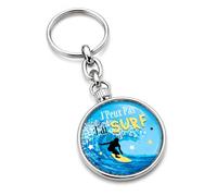 BADGMANIA Porte Clés Métal 2 faces J'Peux Pas J'ai Surf - Planche Surfeur Vague - Humour Excuse Alibi Idée Cadeau Logo 33mm