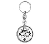 BADGMANIA Porte Clés Métal 2 faces La Femme Parfaite est SCORPION Signe Astrologique Humour Idée Cadeau Logo 33mm