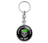 BADGMANIA Porte Clés Métal 2 faces Légion Etrangère 2e REP Le Diable marche avec Nous n5 Logo 33mm