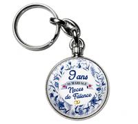 BADGMANIA Porte-clés Métal 9 ans de Mariage - Noces de Faïence - Idée Cadeau Original Couple - Souvenir à Emporter Partout - Logo 33 mm 2 Faces - Fabriqué en France