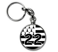 BADGMANIA Porte-clés Métal Bretagne - Collection 14 Designs Drapeau Triskell Hermine - Cadeau Souvenir Breizh - Logo 33 mm 2 Faces - Fabriqué en France