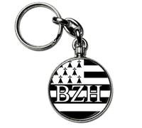 BADGMANIA Porte-clés Métal Bretagne - Collection 14 Designs Drapeau Triskell Hermine - Cadeau Souvenir Breizh - Logo 33 mm 2 Faces - Fabriqué en France