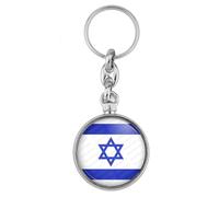 BADGMANIA | Porte clés Métal Drapeau Israêl Israelien Flag Etoile de David Emblème Bleu Blanc | Logo 33mm 2 faces