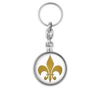 BADGMANIA | Porte clés Métal Fleur de Lys | Ocre Fond Blanc | Royale Roi de France Royauté | Logo 33mm 2 faces