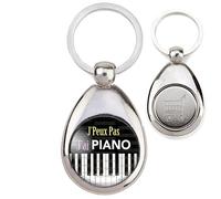 Badgmania Porte Clés Métal Goutte Jeton de Caddie J'Peux Pas J'ai Piano - Clavier Instrument Musique - Humour Excuse Alibi Idée Cadeau
