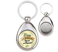 Badgmania Porte Clés Métal Goutte Jeton de Caddie Noces de Froment 3 ans Anniversaire de Mariage