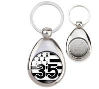 BADGMANIA | Porte Clés Métal Jeton de Caddie | Drapeau Breton 35 Ille-et-Vilaine Bretagne Brezhoneg Celte Celtique Noir Blanc