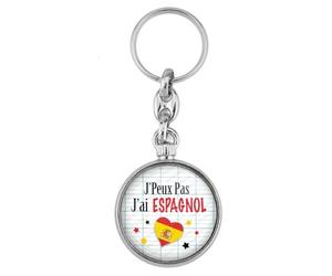 BADGMANIA | Porte clés Métal J'Peux pas J'ai Espagnol | Logo 33mm 2 faces