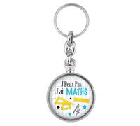 BADGMANIA | Porte clés Métal J'Peux Pas j'ai MATHS | Regle Rapporteur Compas | Logo 33mm 2 faces