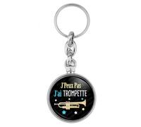 BADGMANIA | Porte clés Métal J'Peux Pas J'ai Trompette | Instrument Musique | Logo 33mm 2 faces