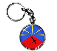 BADGMANIA Porte-clés Métal Réunion 974 - Collection 14 Designs Volcan Lagon Paille-en-Queue - Cadeau Souvenir Île Intense - Logo 33 mm 2 Faces - Fabriqué en France