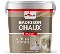 Badigeon à la chaux, décoration, intérieure et extérieur, maison : Badiplus - 2.5 kg (jusqu'à 12.5 m²) Aubagne - Brun Clair - ARCANE INDUSTRIES