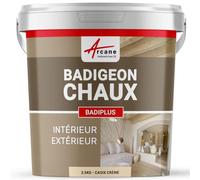 Badigeon à la chaux décoration intérieure extérieur maison BADIPLUS - 2.5 kg (jusqu'à 12.5 m²) Cadix Crème - ARCANE INDUSTRIES