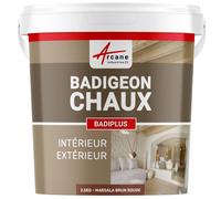 Badigeon à la chaux, décoration, intérieure et extérieur, maison : Badiplus - 2.5 kg (jusqu'à 12.5 m²) Marsala Brun Rouge - ARCANE INDUSTRIES