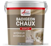 Badigeon à la chaux, décoration, intérieure et extérieur, maison : Badiplus - 5 kg (jusqu'à 25 m²) Bastia - Gris Moyen - ARCANE INDUSTRIES