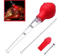 Badigeonner la Sauce Piquante & la Sauce avec un Pinceau d'assaisonnement,un Outil d'assaisonnement Pour dinde de Noël,Une Ampoule en Silicone,y Compris Une Aiguille à Décaper et Une Brosse à Barbecue
