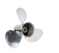 BADIKA hélice du Moteur Hélice en Acier Inoxydable 9 7/8x13 for 20HP 25HP 30HP, 3 Lames, vis à 10 Dents cannelées for Moteur Hors-Bord