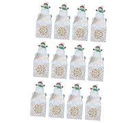 Badiman 12 Pièces Boîte à Bonbons de Noël Coffret à Biscuits Sucreries Pâtisseries Contenant En Papier Solide Motifs Saisonniers Adaptée Emballag, Blanc