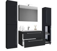 Badinos Ensemble de meubles de salle de bains L 80 cm, armoire de toilette, noir.