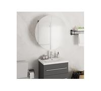 Badkamerkast met ronde spiegel en LED 47x47x17,5 cm grijs345585
