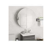 Badkamerkast met ronde spiegel en LED 54 x 54 x 17,5 cm eiken345590