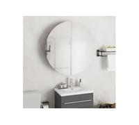 Badkamerkast met ronde spiegel en LED 54 x 54 x 17,5 cm grijs345589