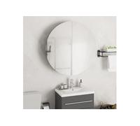 Armoire De Salle De Bain Murale Avec Miroir Rond & Led Blanc 54x54x17,5 Cm Multicolore