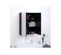 Badkamerkast met spiegel 60x15x75 cm MDF glanzend zwart331524