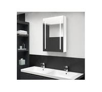 Vidaxl Armoire De Salle De Bain À Miroir Led Blanc Brillant 50x13x70cm Blanc