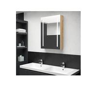 Badkamerkast met spiegel en LED 50x13x70 cm wit en eikenkleurig326500