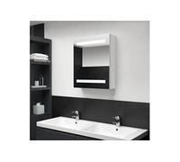 vidaXL Badkamerkast met spiegel en LED 50x14x60 cm glanzend wit326486 Blanc G