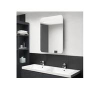 vidaXL Armoire de Salle de Bain à Miroir LED Meuble de Rangement Mural Armoire à Pharmacie Armoire de Rangement Intérieur Gris Béton 60x11x80 cm 326502 Gris
