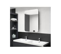 Armoire de salle de bain à miroir LED gris 60x11x80 cm