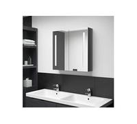 Armoire de Salle de Bain à Miroir LED Meuble de Rangement Mural Armoire à Pharmacie Armoire de Rangement Intérieur Gris Brillant 62x14x60 cm