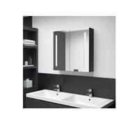Armoire de Salle de Bain à Miroir LED Meuble de Rangement Mural Armoire à Pharmacie Armoire de Rangement Intérieur Noir Brillant 62x14x60 cm 326519