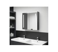 vidaXL Armoire à miroir LED pour salle de bain Gris 62x14x60 cm